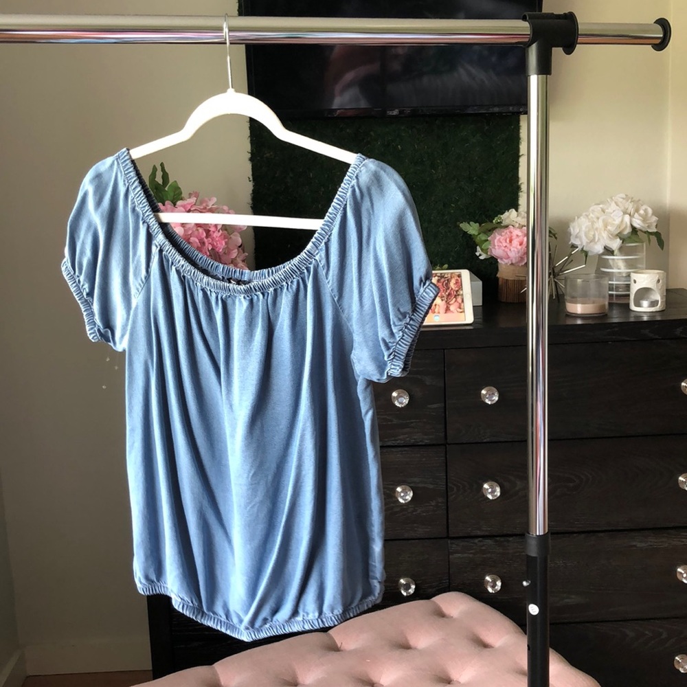 Denim off shoulder top